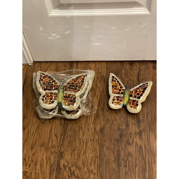 Hanging Mosaic Tile Butterflies Set of Three - Picture 1 of 6